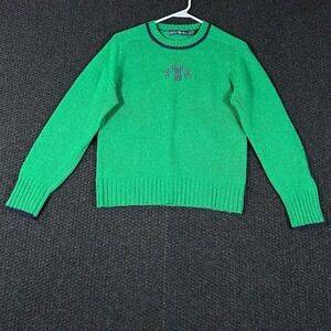 VTG Hunters Run Green Golf Theme Monogrammed Pullover Crewneck Sweater Women's L